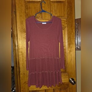 Pink Lily Long Sleeve Dress - Burgundy